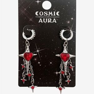 Cosmic Aura Red Heart Star Drop Earrings Hot‎ Topic